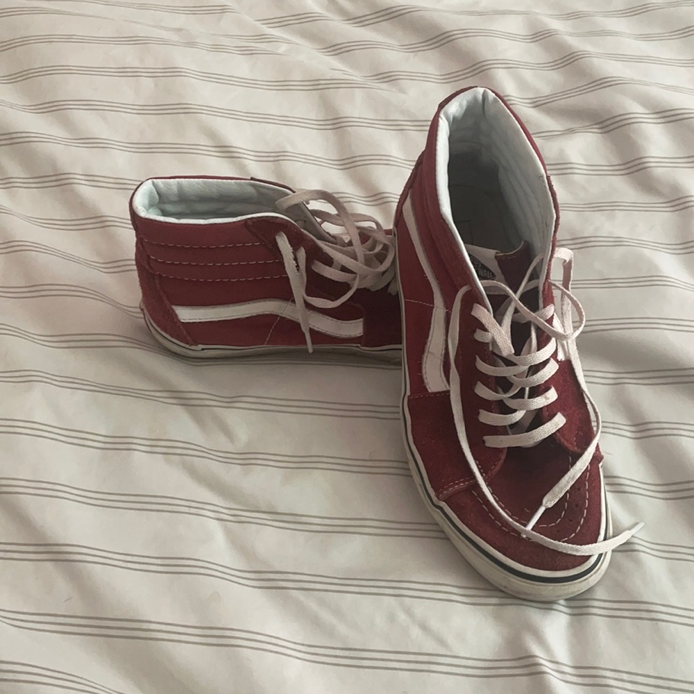 Red Suede High Top Vans